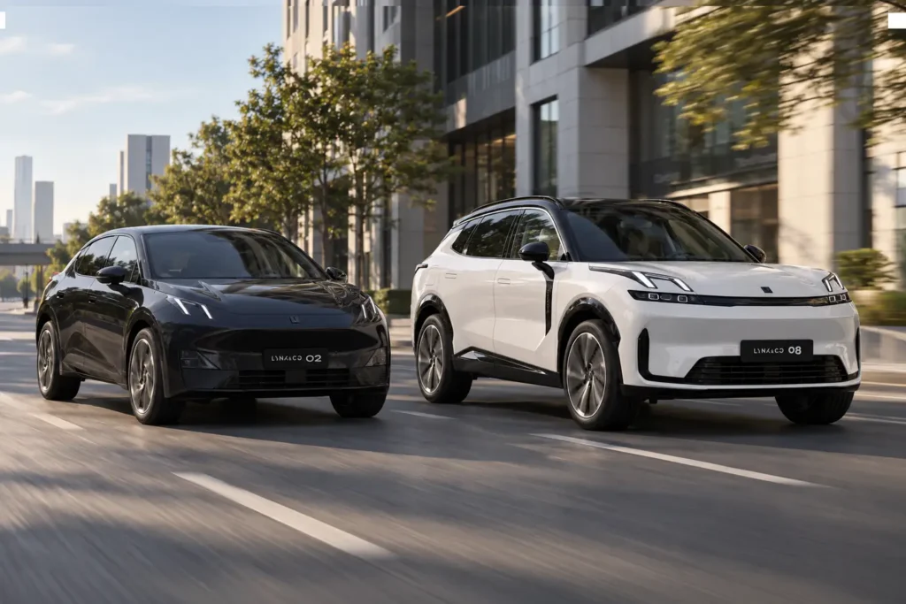 LYNK & CO 02 & 08 Business Editions rijdend